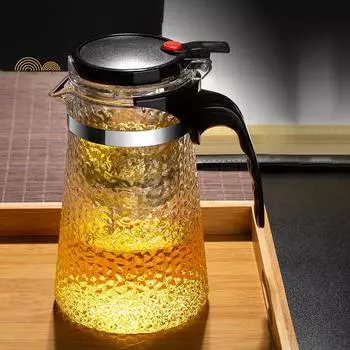 Набор термостойких стеклянных чашек с бороздками, стеклянный чайник для заваривания чая, элегантный и текстурированный фильтр-цветок