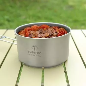 Набор титановой посуды TOMSHOO, походная кастрюля и сковорода для походов и кемпинга