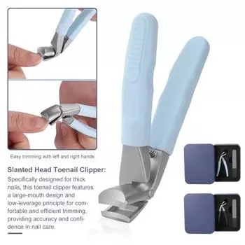 Набор толстых кусачек для ногтей для пожилых людей, сверхострые кусачки для ногтей на ногах из нержавеющей стали с эргономичным дизайном, простой инструмент для обрезки жестких ногтей чёрный