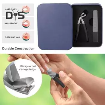 Набор толстых кусачек для ногтей для пожилых людей, сверхострые кусачки для ногтей на ногах из нержавеющей стали с эргономичным дизайном, простой инструмент для обрезки жестких ногтей чёрный