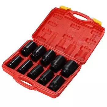 Набор ударных головок Drive Inch Deep, головка Hublock Nut 22 мм 24 мм 27 мм 30 мм 32 мм 33 мм 34 мм 36 мм 38 мм 41 мм Набор из 10 штук с футляром для хранения 3/4