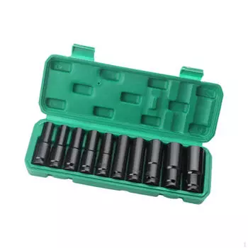 Набор ударных торцевых головок, электрический гайковерт, 10 шт., с футляром для хранения, пневматический, удлиненный для
