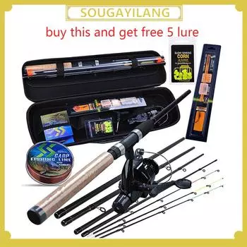 Набор удочек для ловли карпа, 6-секционная кормушка и катушка для карпа, поясная леска, крючок для наживки, сумка для аксессуаров, полный набор fishing set белый
