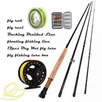 Набор удочек для нахлыста 2,7 м, удочка и катушка для приманки, комбинированные рыболовные снасти, наборы из 6 предметов fly fishing 6 pcs