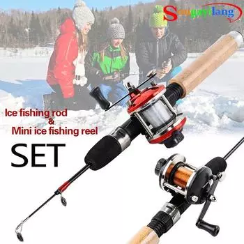 Набор удочек для зимней удочки на открытом воздухе, мини-удочка, зимняя катушка для льда, рыболовные снасти, инструмент Rod&Reel красный