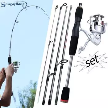 Набор удочек и катушек из углеродного волокна с вращающейся рыболовной катушкой для набора для ловли морского карпа Rod1.7&1000