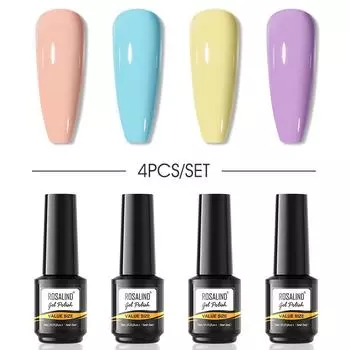 Набор УФ-гель-лаков для ногтей ROSALIND, 4 шт., гелевые лаки для ногтей, долговечные для маникюра, дизайна ногтей