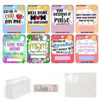 Набор украшений для кошелька Украшение на День матери 8 подвесок для кошелька Кошелек для подарочной карты Праздничная подарочная бирка, Комбинация рождественского украшения и открытки(8шт) One Size