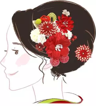 Набор украшений для волос Красный Набор украшений для волос Розовый Белый Цветок Заколка для волос Цумами Поделка Гребень Форма Фурисодэ Церемония совершеннолетия Выпускной