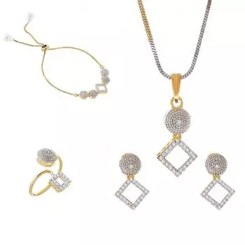 Набор украшений для женщин Набор американских бриллиантовых ожерелий с серьгами, браслетом и кольцом Украшения для девочек и женщин