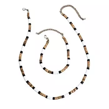 Набор украшений ручной работы в стиле серфера из кокосового дерева с бусинами, модное ожерелье и браслет, ювелирный аксессуар для повседневной носки