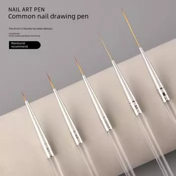 Набор ультратонких японских ручек для нейл-арта: Набор из 5 кистей для создания изящных контуров, вырезания цветов и прорисовки деталей.