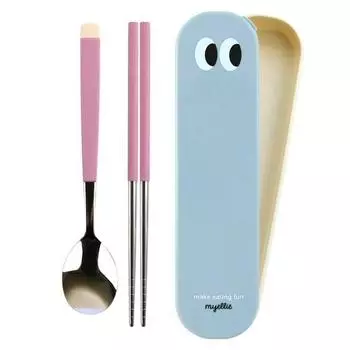 Набор вакуумных палочек для еды Bonaire Pastel Junior Kids + ложка + футляр, розовый, популярная корейская посуда