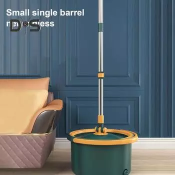 Набор ведер для швабры с вращением на 360 градусов с 2 насадками для швабр из микрофибры, ручка из нержавеющей стали, набор ведер для швабры для глубокой очистки пола 1 Set серый