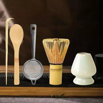 Набор венчиков матча Полный комплект 5 предметов Инструменты для японской чайной церемонии белый