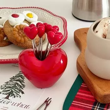 Набор вилок Lee Gong V Shop Red Heart Dessert Fruit, 10 шт., популярная корейская посуда