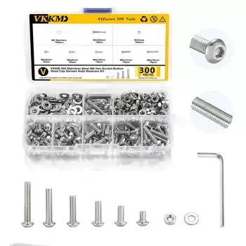 Набор винтов с полукруглой головкой и шестигранным углублением под ключ из нержавеющей стали 300, винты с шестигранной головкой М4, шайбы-гайки