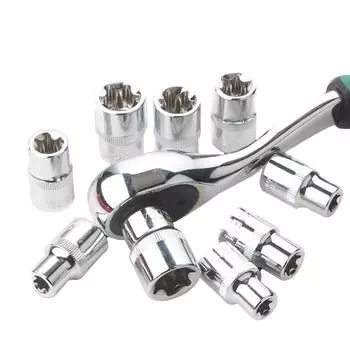 Набор внешних торцевых головок Torx Набор торцевых головок Star E4-E24 Инструменты для ремонта автомобиля Головка гаечного ключа с футляром Набор торцевых головок E Torx 14 предметов красный