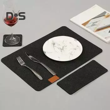 Набор войлочных салфеток, водонепроницаемые термостойкие салфетки под столовые приборы с подставками для сумок для столовых приборов, маслостойкие моющиеся салфетки под столовые приборы для кухни, обеда, вечеринки на открытом воздухе A