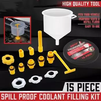 Набор воронок для добавления антифриза в транспортные средства, комплект для заправки охлаждающей жидкости с защитой от протечек