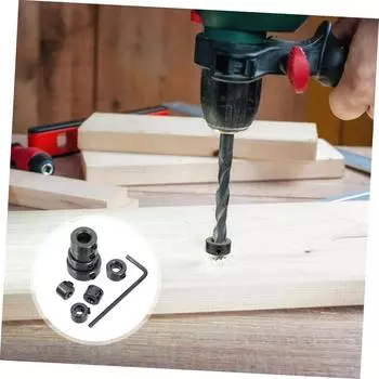 Набор воротников для ограничителя глубины сверления Регулируемый позиционер Ограничительное кольцо Шестигранный ключ Затяните стопорные установочные винты Деревообрабатывающий инструмент
