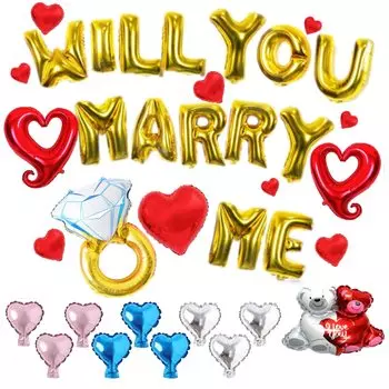 Набор воздушных шаров Anopono «Предложение о браке» «Ты выйдешь за меня замуж?» Набор для украшения шаров с буквами в виде кольца «Медведь»