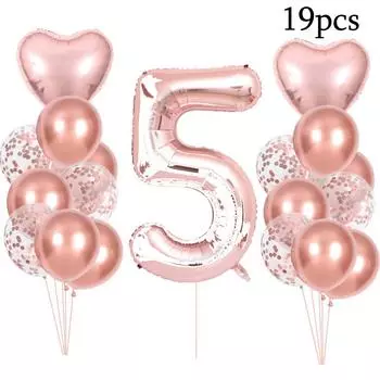 Набор воздушных шаров из фольги розового золота номер 1, 2, 3, 4, 5, воздушный шар с днем рождения, украшения для первого дня рождения, детский душ Number 0