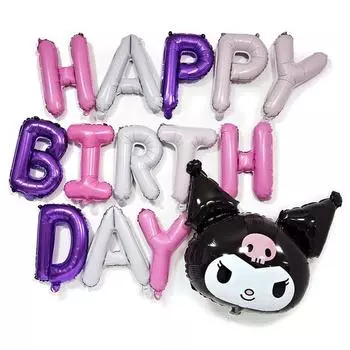 Набор воздушных шаров на день рождения Joy Party Sanrio Kuromi, черный, лавандовый, 1 комплект