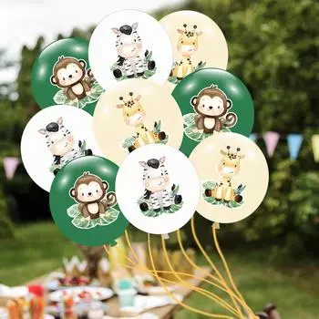 Набор воздушных шаров «Животные джунглей» Украшение воздушными шарами на день рождения в стиле сафари Воздушные шары на день рождения Wild One Тема джунглей Декор для детского душа as picture рубиновый