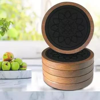 Набор впитывающих нескользящих подставок для напитков защищает столешницу от пятен и царапин 5pcs