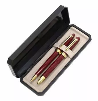 Набор вращающихся шариковых ручек и красная с роскошной двухцветной ручкой японского производства (Черные чернила) Корпус, Красный, P1-2C600-1-R красный