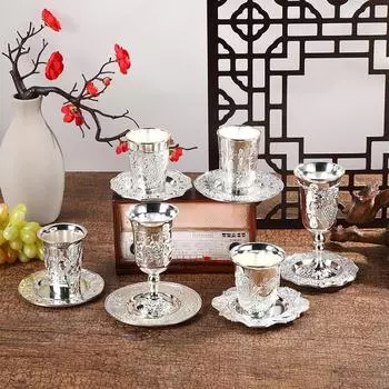 Набор высококачественных винных подносов из тисненого высокого стекла Улучшенный настольный винный набор в отеле