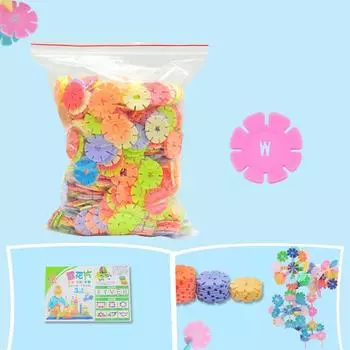 Набор взаимосвязанных дисков для детей, яркие цветные строительные блоки в форме снежинки, обучающая игрушка для 100pcs M