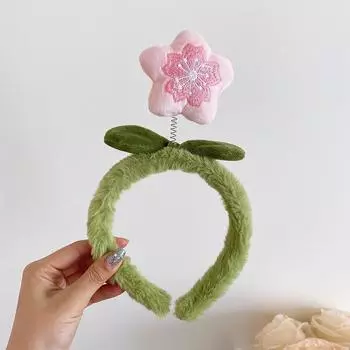 Набор заколок для волос в виде милых плюшевых цветов персика, женский мультяшный сладкий аксессуар для волос, повязка для мытья волос, нескользящая повязка на голову