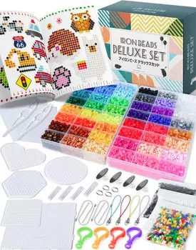 Набор железных бусин 5 мм 48 цветов 100 дизайнов примерно Бусины Белый Черный Смешанный Запасной Блок Включен Бусина Железный Лист Пластина Пинцет [Harris Lab] Deluxe Set