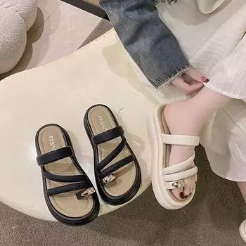 Набор женских тапочек летняя одежда 2025 новая мода пляжная обувь на платформе с юбкой сандалии знаменитостей из Интернета 35