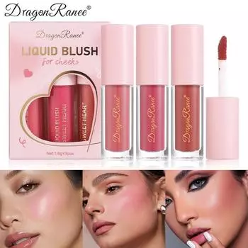 Набор жидких румян Rouge Waterproof and Sweatproof Lipstick Brigglening and ContOuring Tri-Color Nude Matte Lazy Man Blush Set A