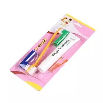 Набор зубных щеток для домашних животных, зубная щетка для собак, щенков, кошек, 1 шт., зубная паста со вкусом + 1 шт., зубная щетка с двумя головками + 2 шт.