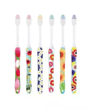 Набор зубных щеток Lapis Clear можно использовать для маленьких. Поставляется с колпачком в LA-221 ~Hana Meguri~, обычная, 6 шт., приветствия, [Сделано в Японии]