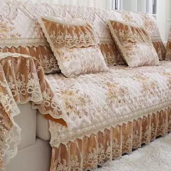 Наборы диванов с большими цветами и краями, толстые чехлы для дивана, подол 18 см, мягкое полотенце, кружевной декор, подушка для дивана для коврика для гостиной, 1 шт. 70x90cm 1pcs
