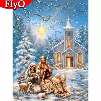 Наборы для алмазной живописи, религиозные портретные картины из страз, алмазная вышивка, распродажа, зимний детский домашний декор Full Round (20X30CM)