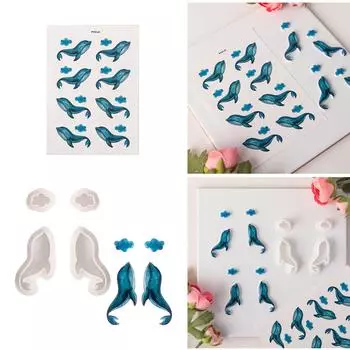 Наборы для изготовления украшений с подвеской в виде мультяшного кита, наклейки для переноса на воду/мягкая глиняная форма для сережек, ювелирные аксессуары 1