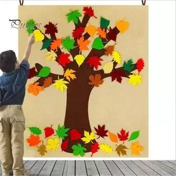 Наборы для поделок из осенних листьев, набор для самостоятельного изготовления досок объявлений с 52 наклейками в виде кленовых листьев, настенное украшение на День благодарения 1 Set
