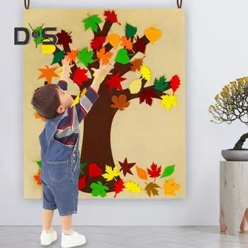 Наборы для поделок из осенних листьев, набор для самостоятельного изготовления досок объявлений с 52 наклейками в виде кленовых листьев, настенное украшение на День благодарения 1 Set