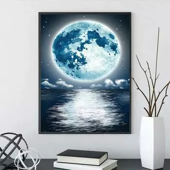 Наборы для рисования бриллиантами 5D Drill Jewel Moon Paint по номерам для взрослых и детей Идеально подходят для отдыха, а также для декора стен дома и комнаты Full Round 20x30CM