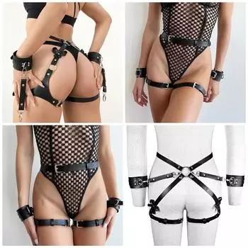 Наборы для связывания БДСМ с бантами, регулируемые наручники, манжеты на лодыжки, наручники на бедра, секс-игрушка для пар, женщин и мужчин, удовольствие