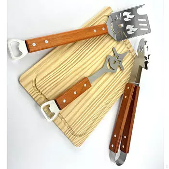 Наборы инструментов для барбекю Комбинированная вилка Ласты для гамбургеров Деревянная ручка Практичный гриль для барбекю Cat Face