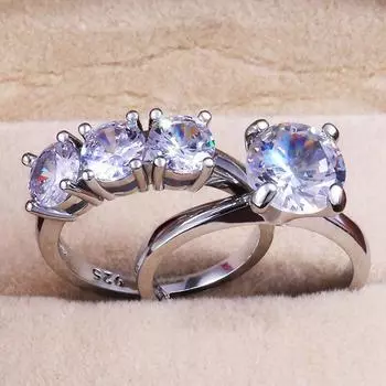 Наборы колец из 2 предметов, женские мечтающие свадебные обручальные кольца на палец с ослепительным кубическим цирконом, кольца с зубцами 8