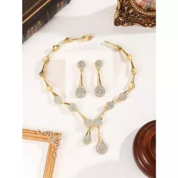 Наборы ожерелий и серег для женщин, массивные ожерелья-подвески с кубическим цирконием, покрытые 14-каратным золотом, ювелирные изделия, серьги-заявления, подарок