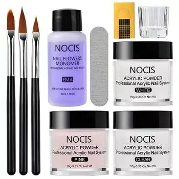 Наборы пудры для ногтей Набор акриловых кристаллических пудр для дизайна ногтей Акриловая пудра Удлиненные кристаллические блестки для ногтей